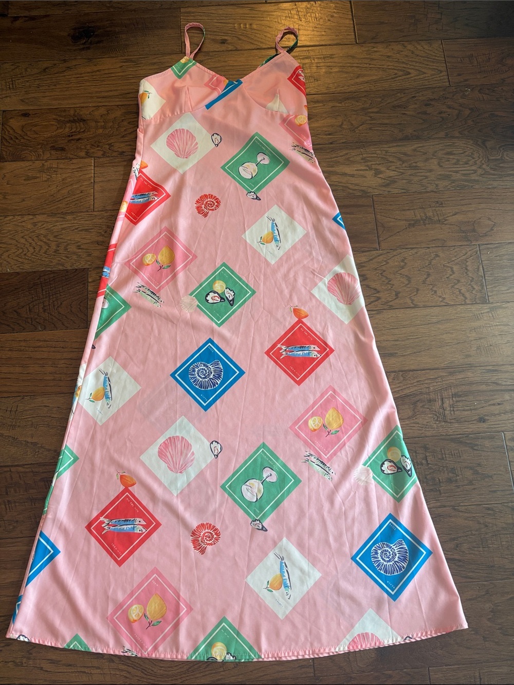 Oyster Print Southern Pink Shell-Print Slip Dress